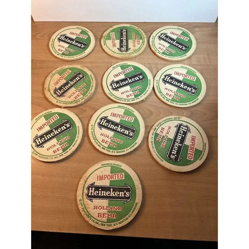 Vintage HEINEKEN Green Biere Bier Beer Coasters Bar Pub Tavern Holland (10)